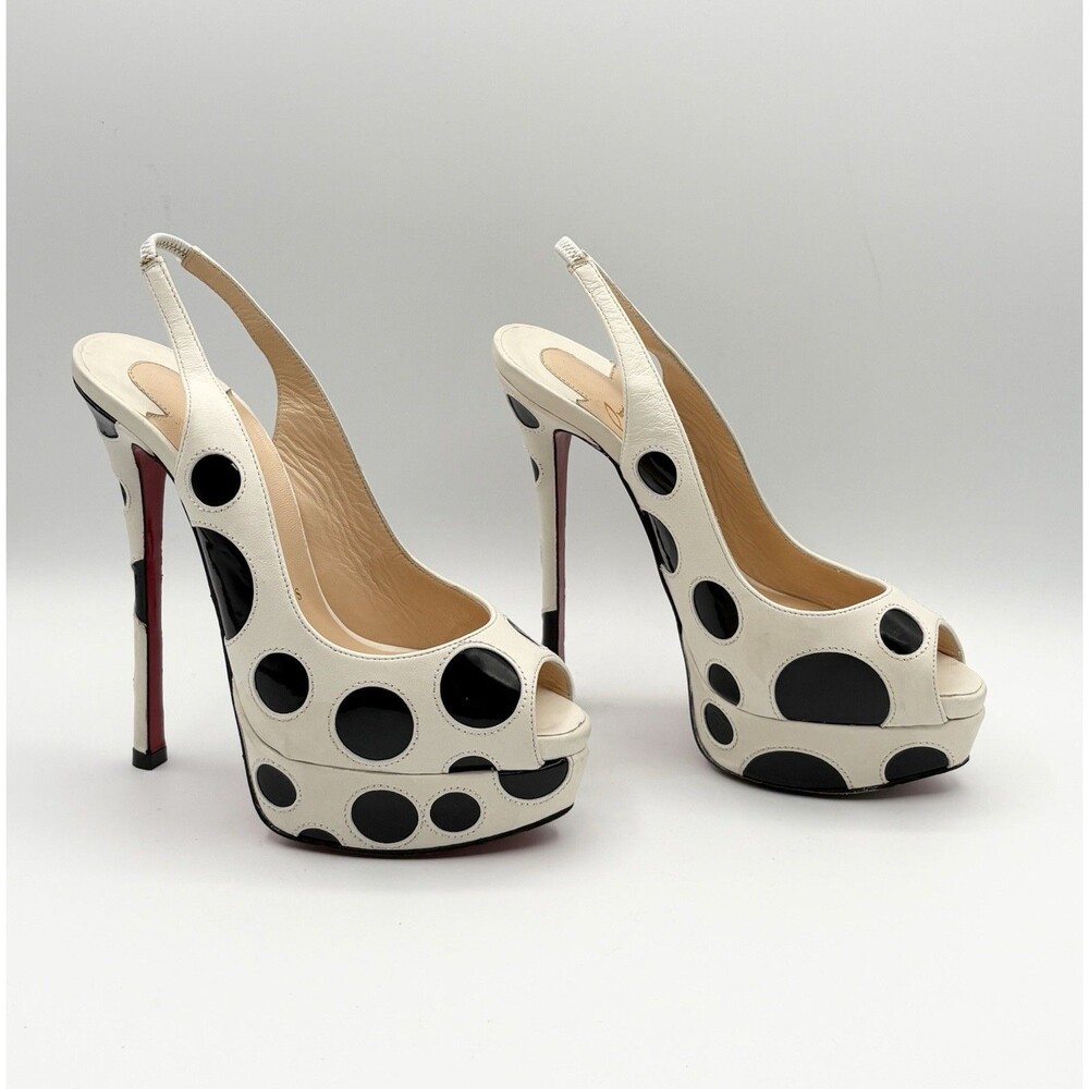 Christian Louboutin Polka Dot Peep Toe Platform Slingback Heels Patent Y2K EU 35 - Picture 4 of 13